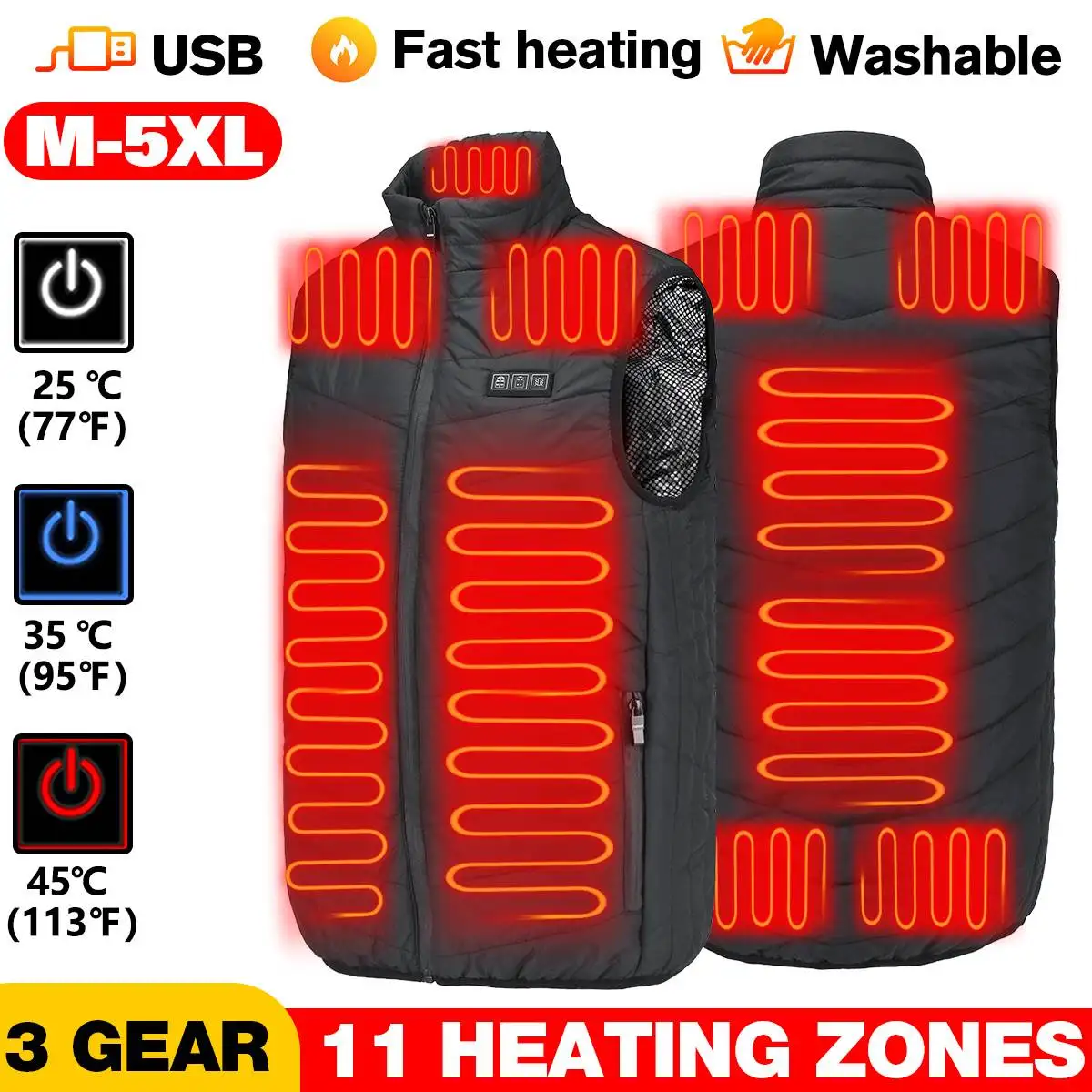 

Жилет с подогревом 11 зон для мужчин и женщин, Мужская зимняя уличная спортивная одежда для кемпинга, пальто с подогревом, графеновое теплое ...