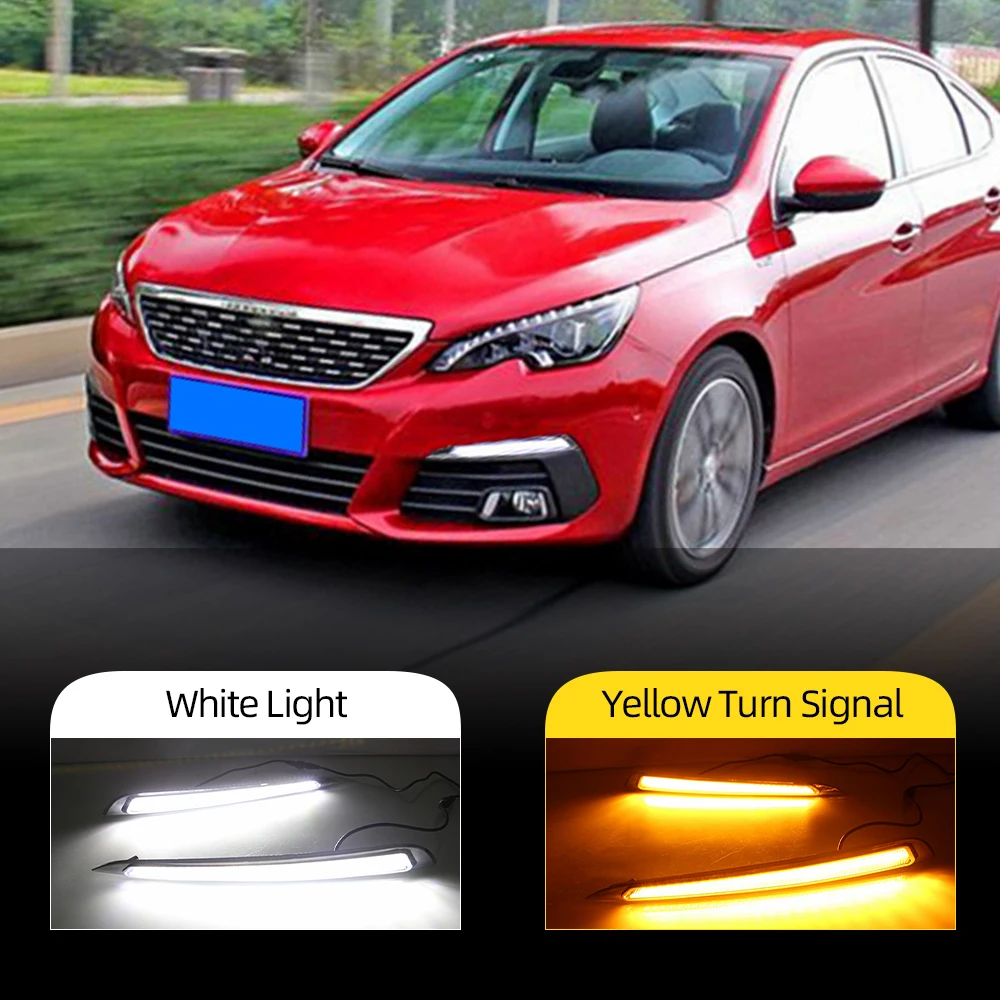Автомобильная проблесковая 2 шт. для Peugeot 308 2016 2017 светодиодный DRL Габаритные огни