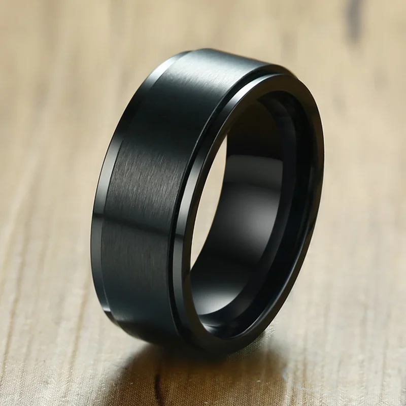 8 мм/6 мм Спиннер из нержавеющей стали кольцо для мужчин драгоценности Матовый