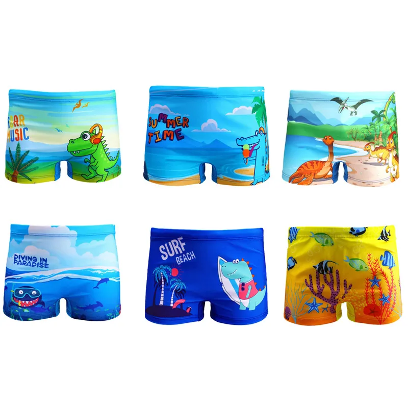 Летняя детская одежда для плавания шапочка Шорты мальчиков с мультяшными