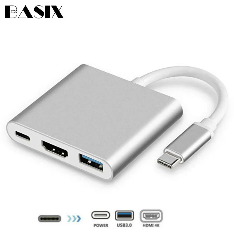 USB C концентратор к HDMI адаптер Тип 3 1 хаб USB3.0/HDMI/VGA/PD Зарядное устройство для нового