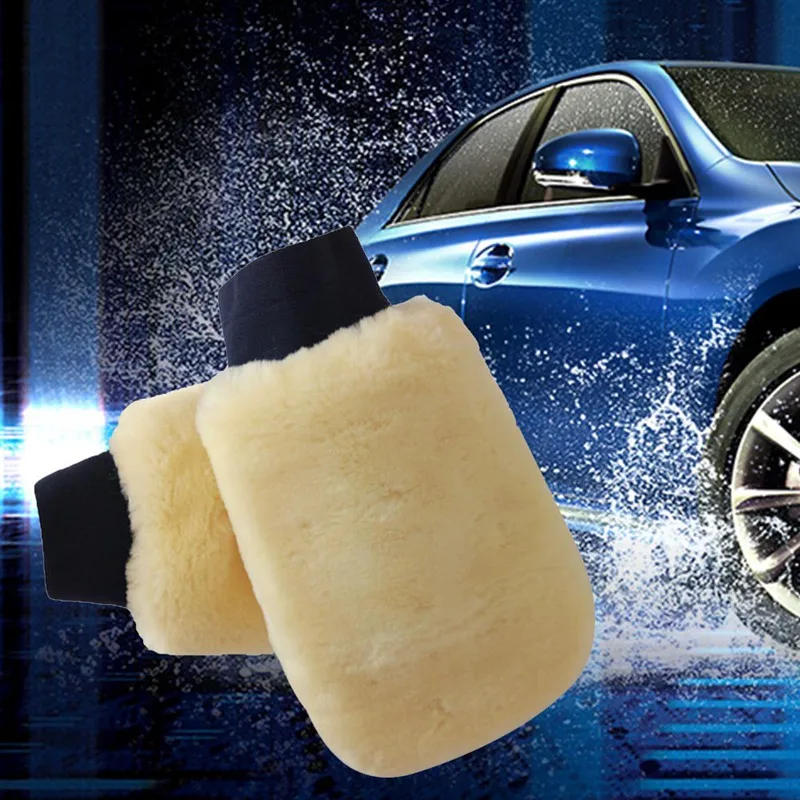 

For Car Cleaning Washing Real Sheepskin Mitt Car Soft Polishing Glove Lambswool Washing Cleaning Polish