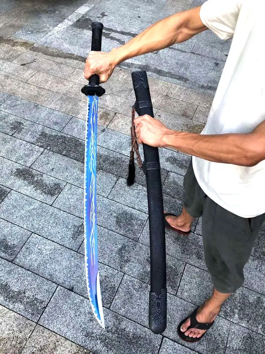 

Ручная работа, китайский острый меч кунг-фу, HRC60, синяя высота, искусственный меч Wu Shu Dao, полная Танг