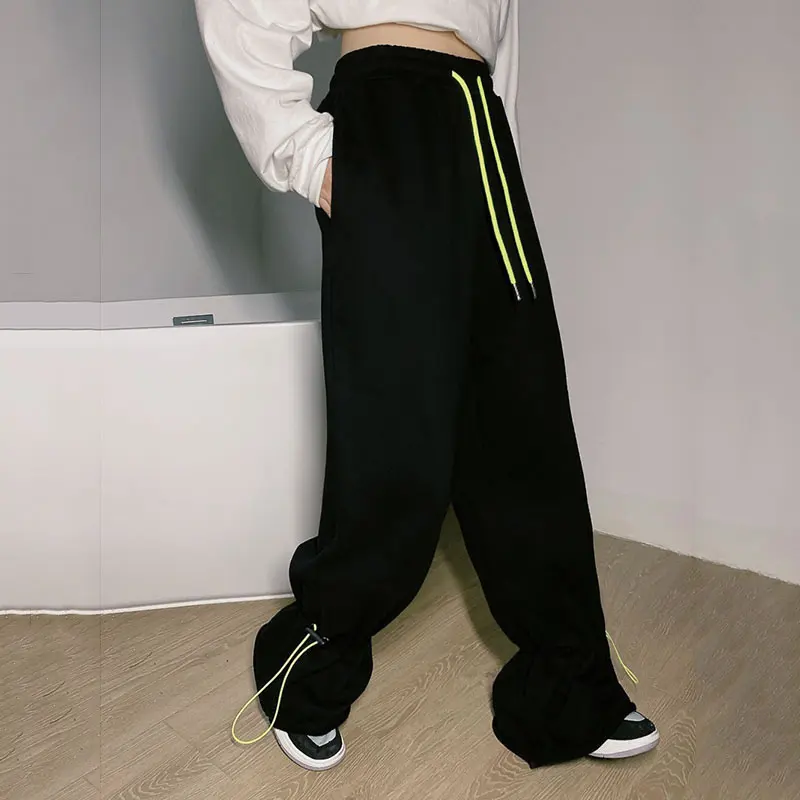 XITAO Solid Color Casual Pants Loose Drawstring Flare Pants Design Winter New Fashion All-match Women Street Trendy ZXR1126