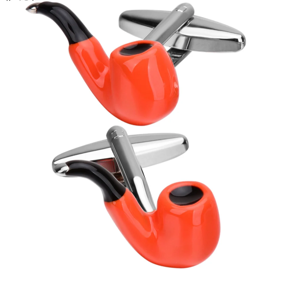 10 пар манжетных кнопок для трубок для курения с держателем для сигарет из меди и эмалированных мужских украшений - подарок на День отца.