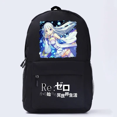 Хит продаж рюкзак унисекс из аниме Re: Zero Kara Hajimeru Isekai Seikatsu Ram/Rem Emiliacosplay школьные