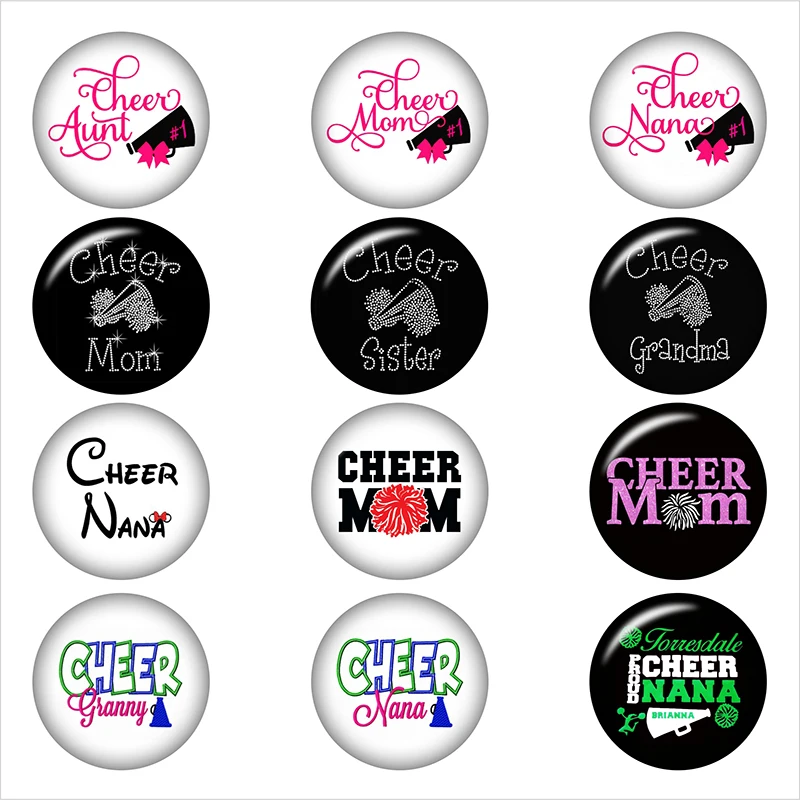

CHEER MOM Round photo glass cabochon demo flat back Making findings 12mm/18mm/20mm/25mm A6423
