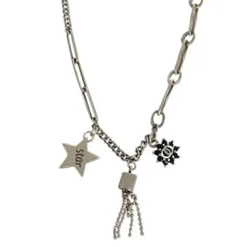 

Japanese and Korean S925 Thai Silver Summer New Five Pointed Star Necklace Women's Fashion Simple Pure Silver Necklace X1L236