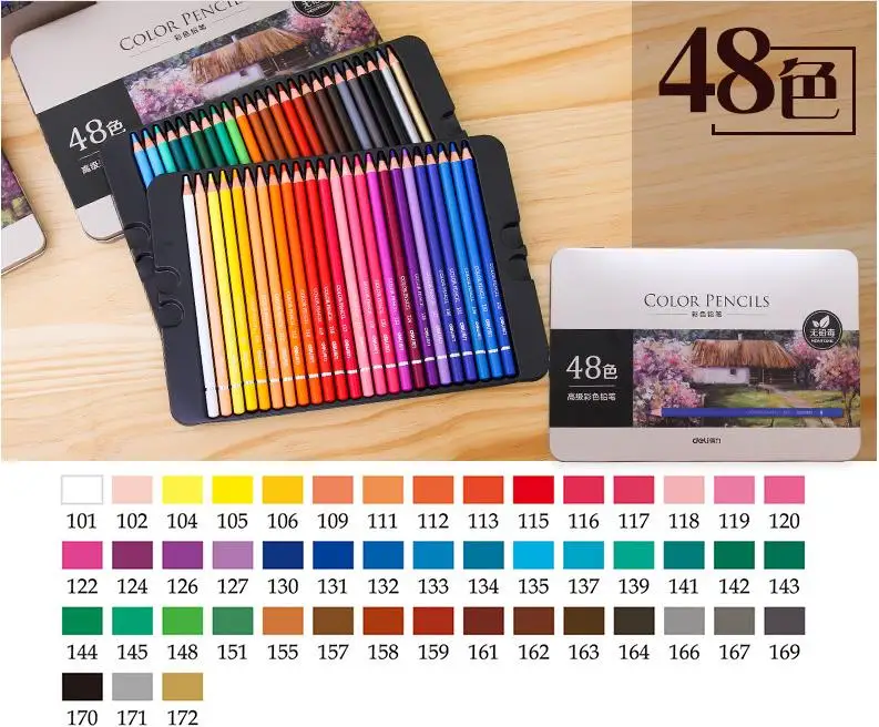 48colors Для кулинарно-деликатесной продукции жирной Набор цветных карандашей 24/36/48/72 Цвета масляная живопись товары для рукоделия для письмо Рисование Lapis(жидкокристаллический дисплей) товары для рукоделия - Цвет: 48colors