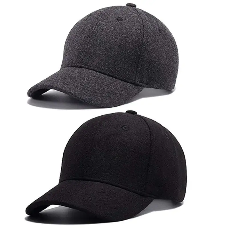 Корейские однотонные бейсболки Осенние шерстяные кепки для мужчин и