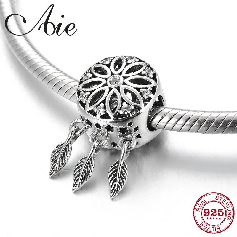 Серебряные бусины 925 пробы Ловец снов бисера аксессуары Fit Pandora талисманы браслет, женская бижутерия изготовление
