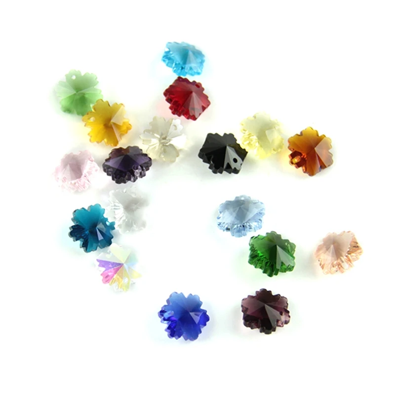 

14mm Crystal Snowflake Beads In 1 Hole/2 Holes Glass Chandelier Parts Strand Garland DIY Accessories