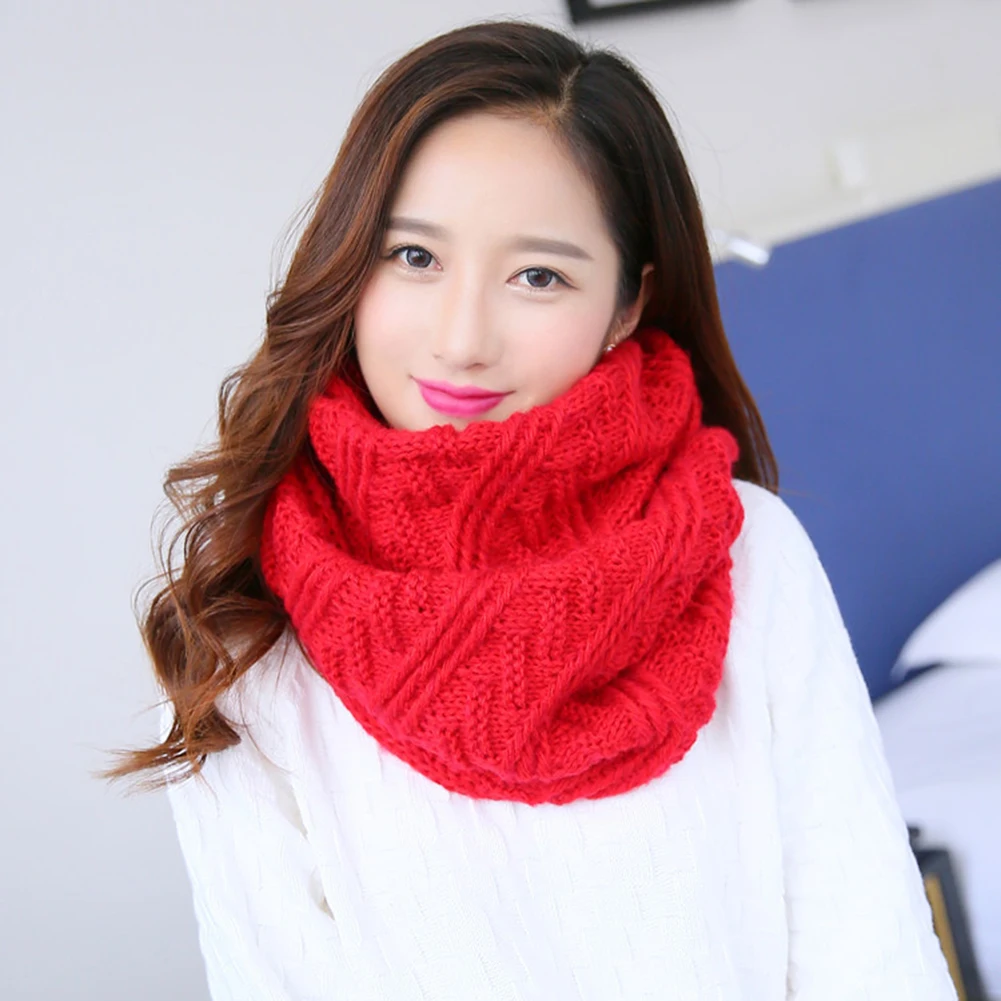 Женский зимний шарф Helisopus теплый вязаный с круглым вырезом зима 2020|Женские шарфы|