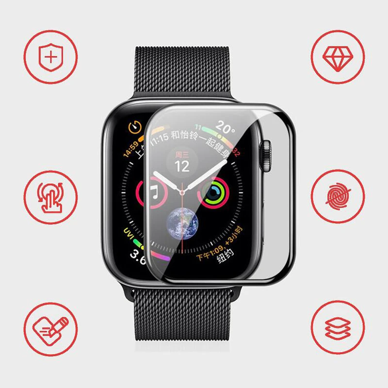 Защитная пленка для Apple Watch Series 7 6 SE 5 4 40 мм 44 41 45 м 3D полное покрытие закаленное