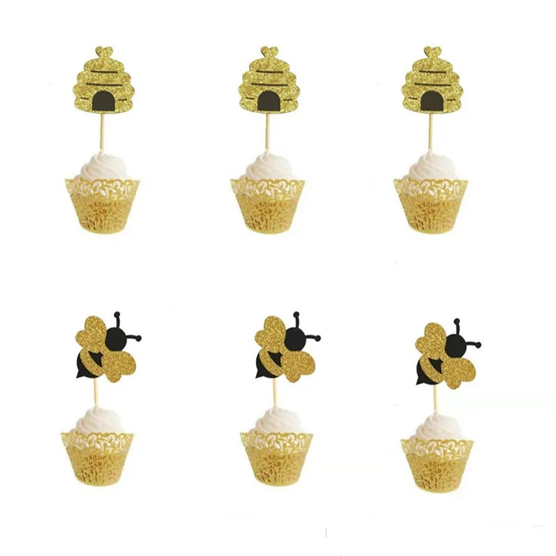 12 шт. украшения для детского душа милый пчелиный кекс Топпер торта на день