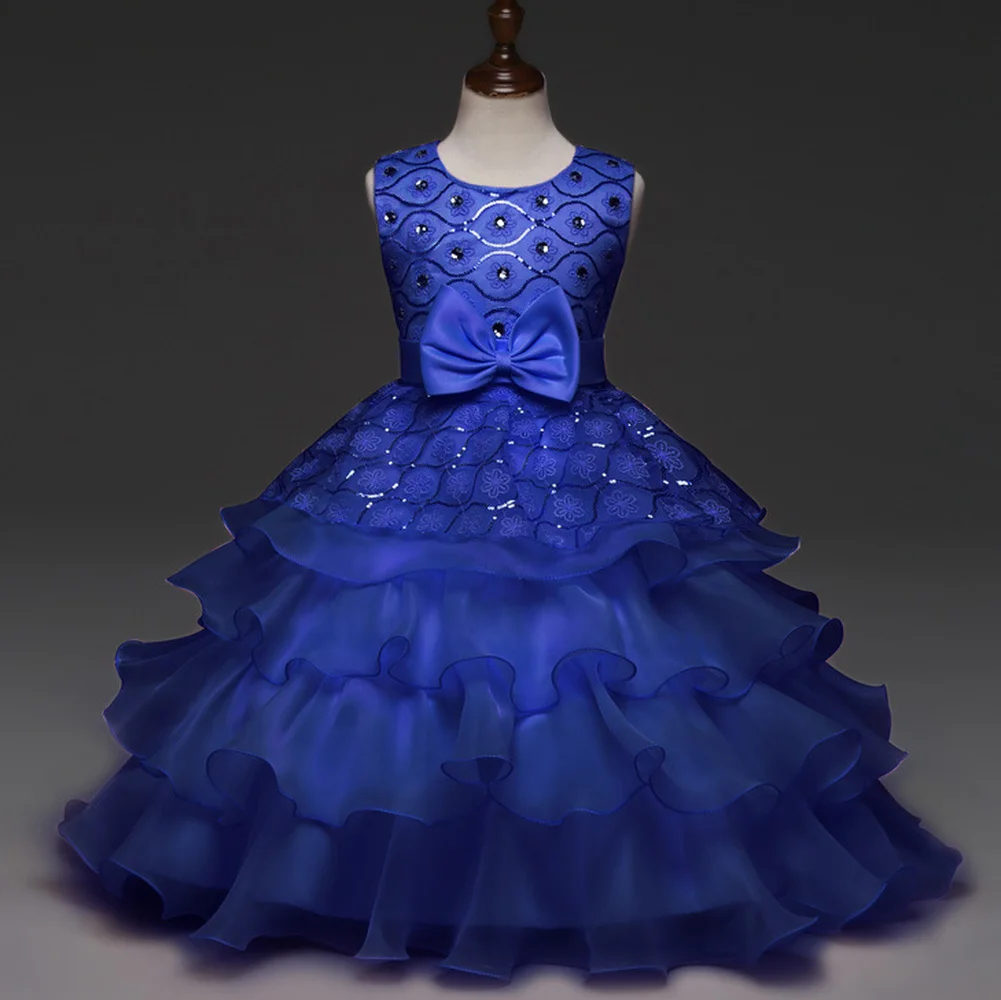Красивое платье стразы с блестками для маленькой девочки свадебное детское
