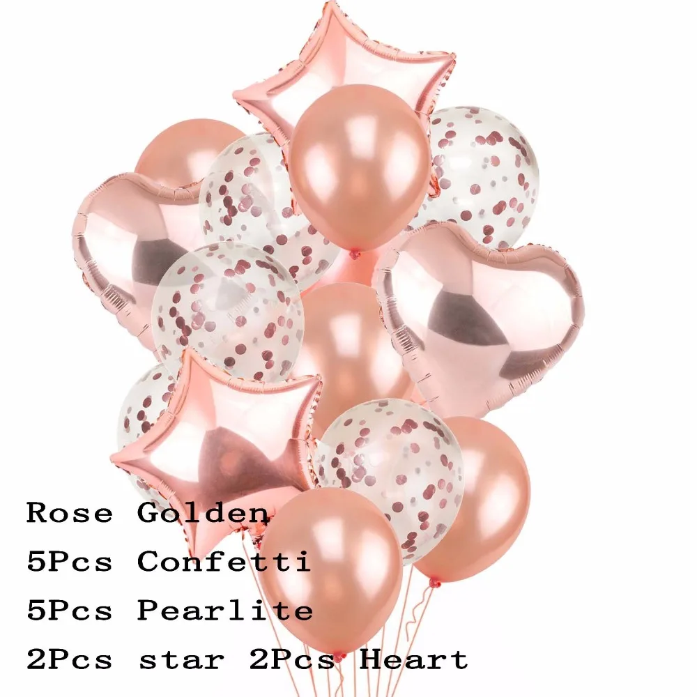 

Новинка 14 шт Розовое золото сердце шар фольга шампанское Звезда Воздушные шары для свадьбы вечеринки декор шары из латекса для дня рождения...