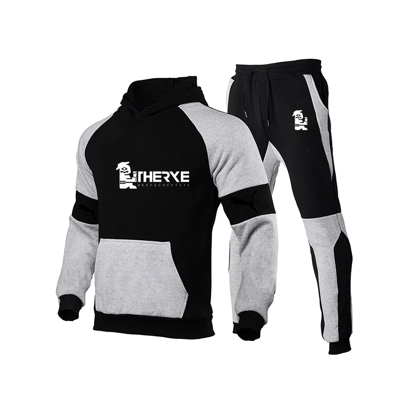 

Men's Set Hoodie Set 2021 Spring Autumn Zipper Nets Streetwear Sportswear Male Sweatshirts+Sweatpants Long Sleeve