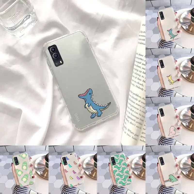 

Cute dinosaur Liquid Phone Case Transparent For VIVO Y 97 93 85 81 75 73 71 70 69 67 66 55 53 50 52 51 30 20 19 11 S E bags