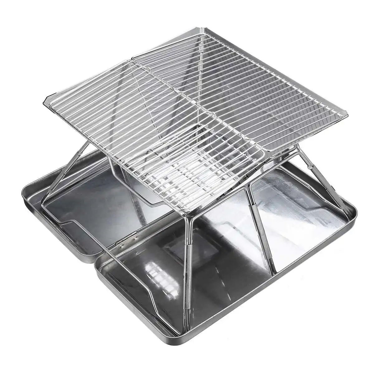 

Portable Stainless Steel BBQ Grill Non-Stick Surface Folding Barbecue Grill Outdoor Camping Picnic Cooking Tools BBQ Accessories