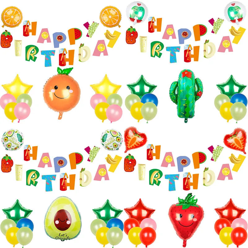

15pcs Avocado Pineapple Foil Balloons Fiesta Birthday Party Decoration Globos Hawaii Fruit Baby Shower Supplies Decor Balloon