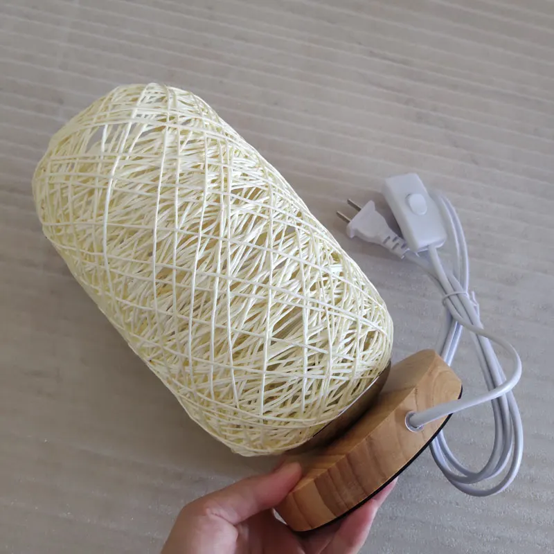 Деревянный ротанговый шпагат настольные лампы для спальни светодиодный Ночной