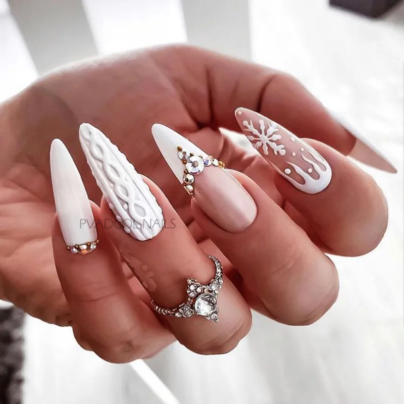 

3D Sweater Nail Sticker Acrylic Engraved Winter Nails Desgin Tip Wraps Decals Slider Decoration