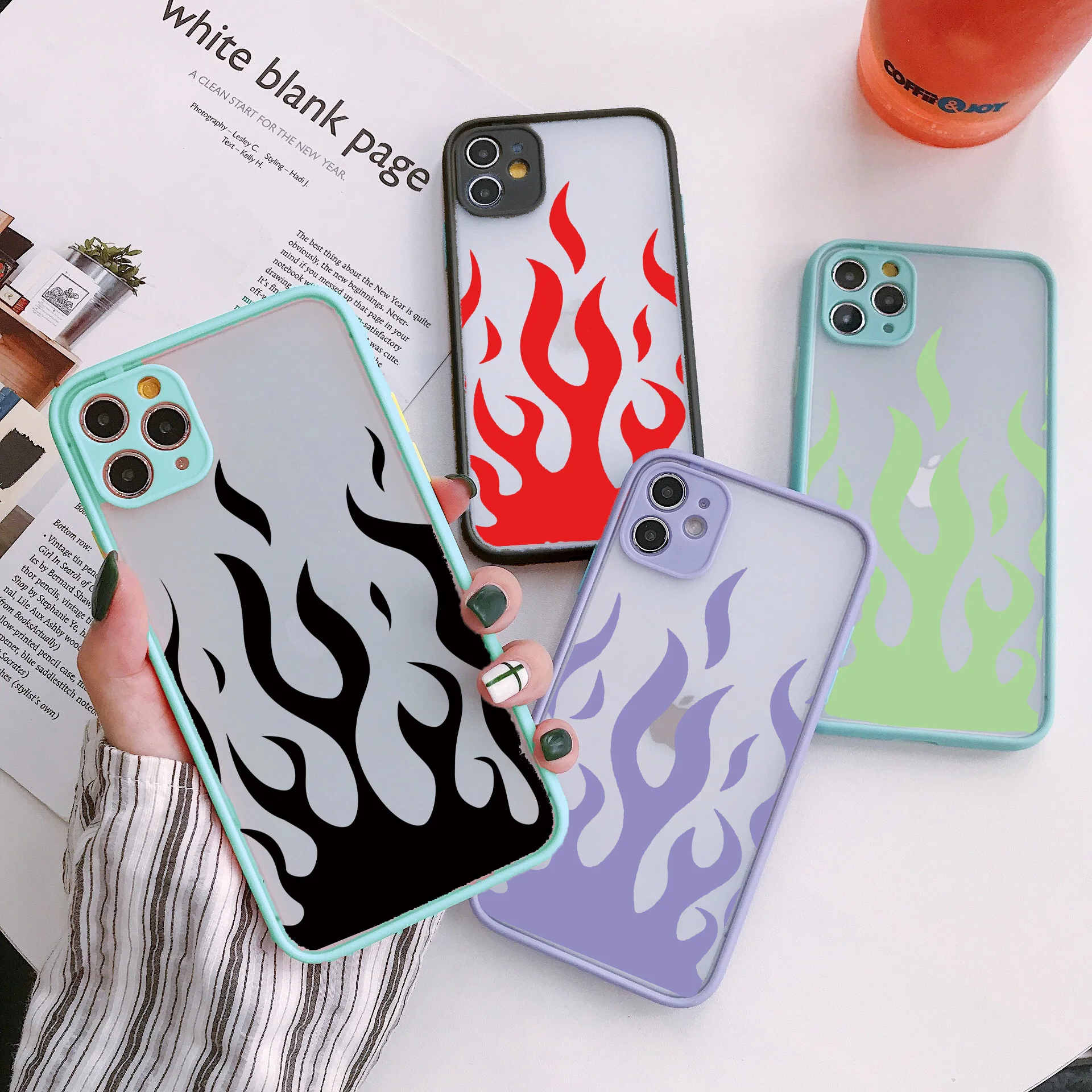 Hard Fashion Red Flames Fitted Fire Case For Samsung Galaxy Note 20 S20 10 Lite FE Ultra A51 A50 A30S A50s A21s S9 9 8 Plus Etui
