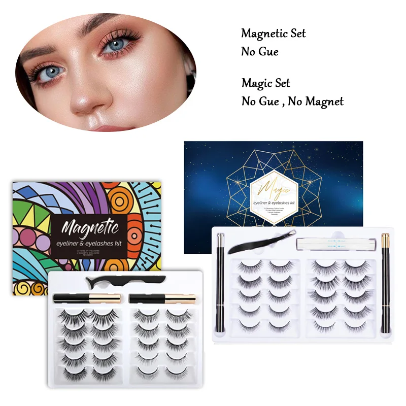 10 пар натуральных накладных ресниц магнитная Магическая подводка для глаз