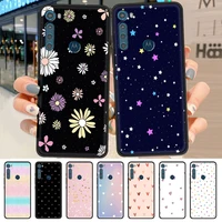 Case for Motorola Moto Play Power Lite One Fusion Plus Hyper G30 G10 Black Stylus Phone Cover Funda Luxury Stars Flowers