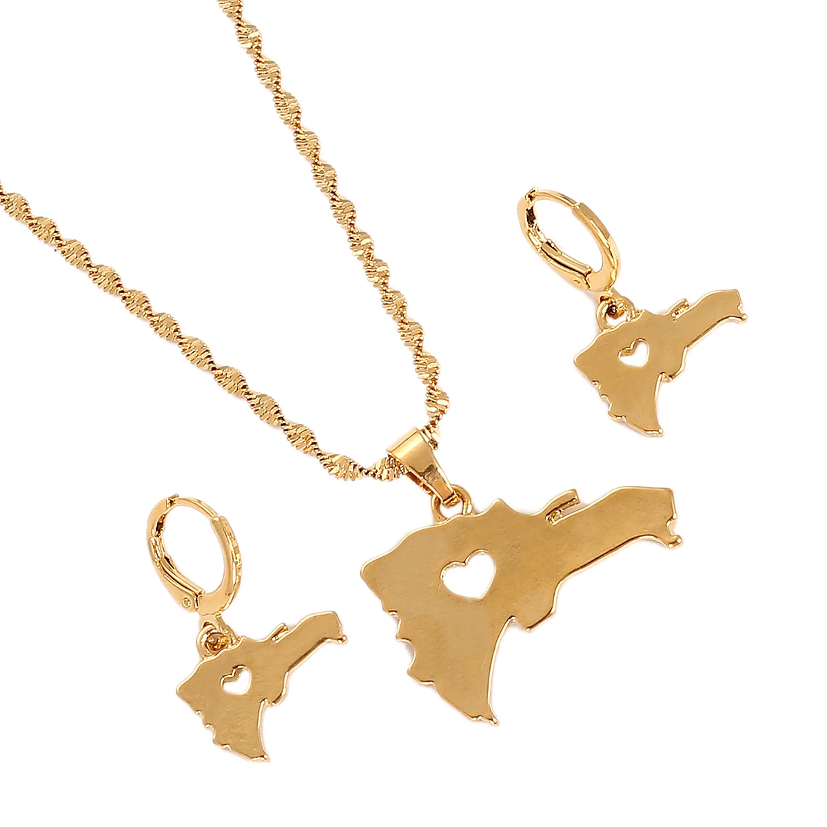 Ожерелье с подвеской в виде сердца из нержавеющей стали картой Доминиканской