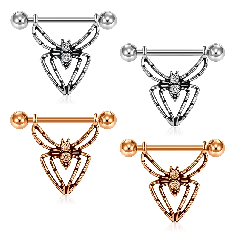 2 Титан пирсинг сердце штангой 14g Паук Кольцо с молочным камнем Очаровательная