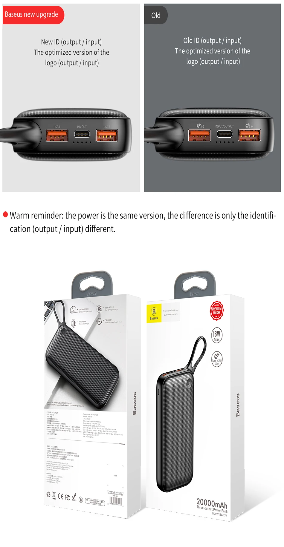 Baseus 20000 мАч Quick Charge 3,0 Мощность банка для Xiaomi Mi 20000 мА/ч, USB C PD быстрая Портативный внешний Батарея Зарядное устройство Мощность банка