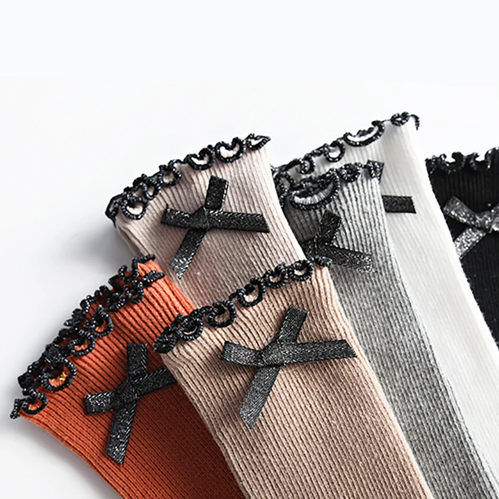 

Children Baby Socks Knitted Cotton Long Tube Socks Kids Knee High Socks Girls Bowknot Autumn Spring Warm Socks For 1-3Y