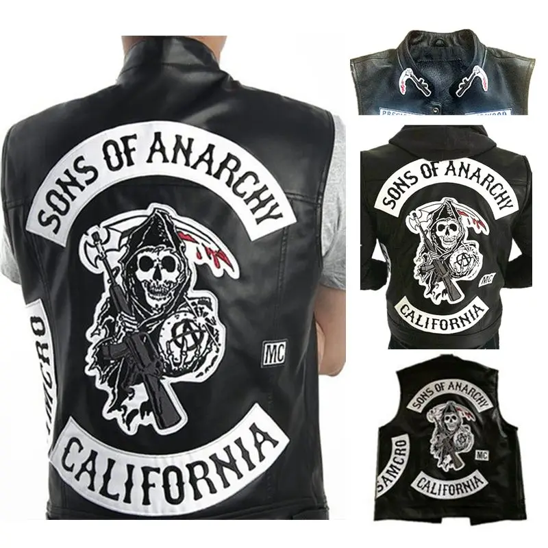 Жилет сынов анархии панк рок Соа Джакс Теллер карнавальный костюм Черная Кожаная