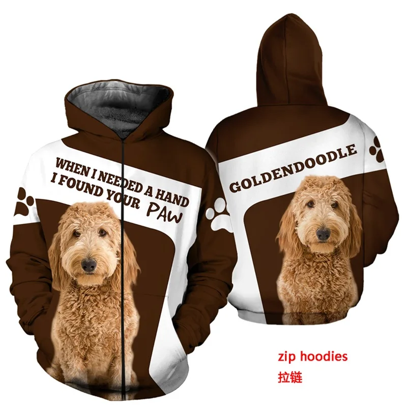 

New Fashion hot sale Men women goldendoodle dog limited edition 3d zipper hoodies long sleeve Hoodies top 8522