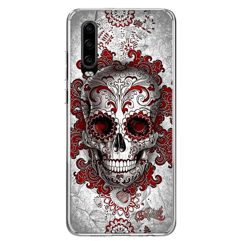 floral sugar skull phone case for huawei p50 pro p40 p30 lite p20 p10 coque mate 10 lite 20 30 pro 40 cover capa shell free global shipping