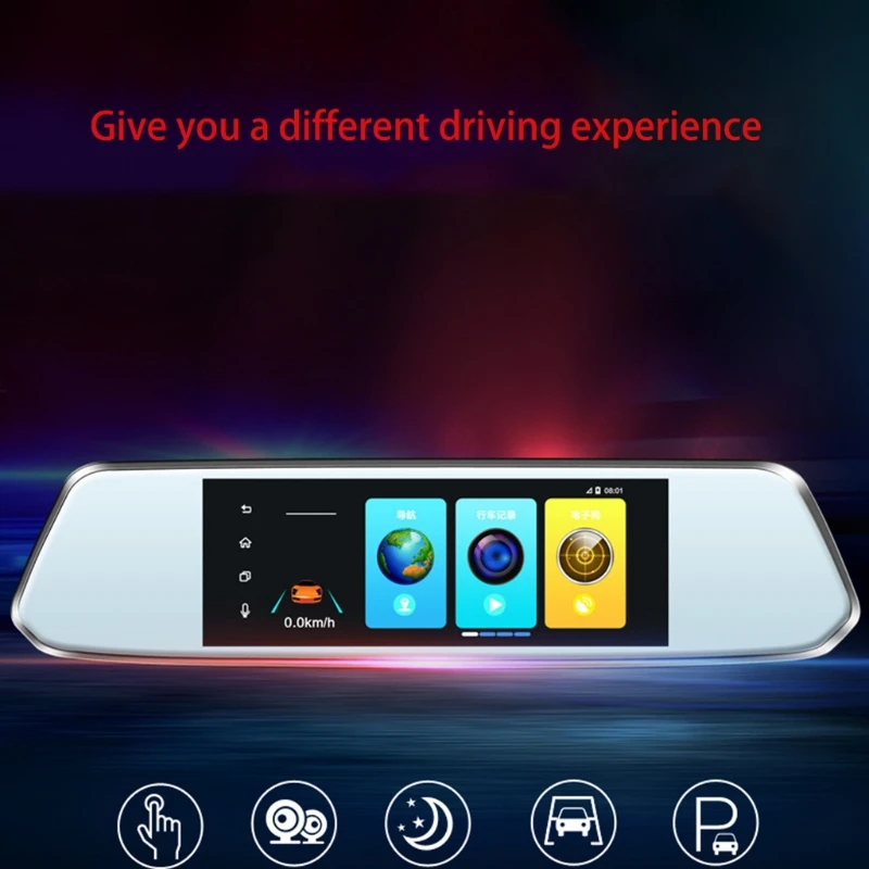

Mirror Dashboard Touch Screen Front And Rear Dual-Lens Car With Parking Assist Sensor Waterproof Rear View Reverse camera