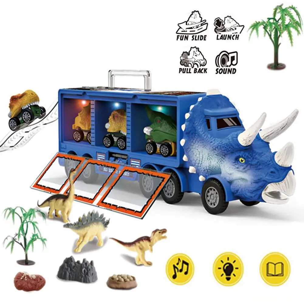 

Автомобиль игрушечный с динозаврами, транспортный автомобиль-переносчик, грузовик, игрушка с подсветкой, музыкой, динозавр, игрушечный автомобиль с динозавром, модель для детей