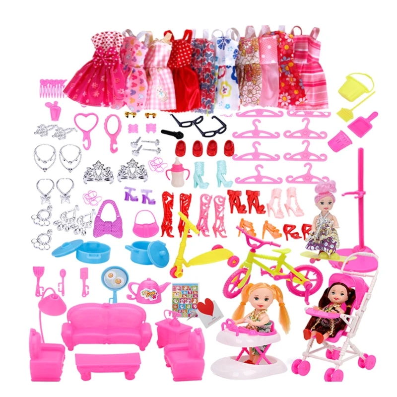 

2021 New Princess Barbies Girls Party Favor Toys Plastic Made Dressing Toy