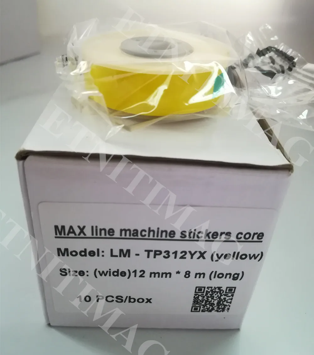 Ленты Max Letatwin Label Core 12ммх8м желтые для принтера маркировки кабелей электронной машины для нанесения букв lm-380e lm-380a lm-370e lm-390a/p.