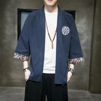 mens linen kimono tang suit cardigan outerwear coats fashion streetwear loose male jackets casual overcoat hanfu men coat new