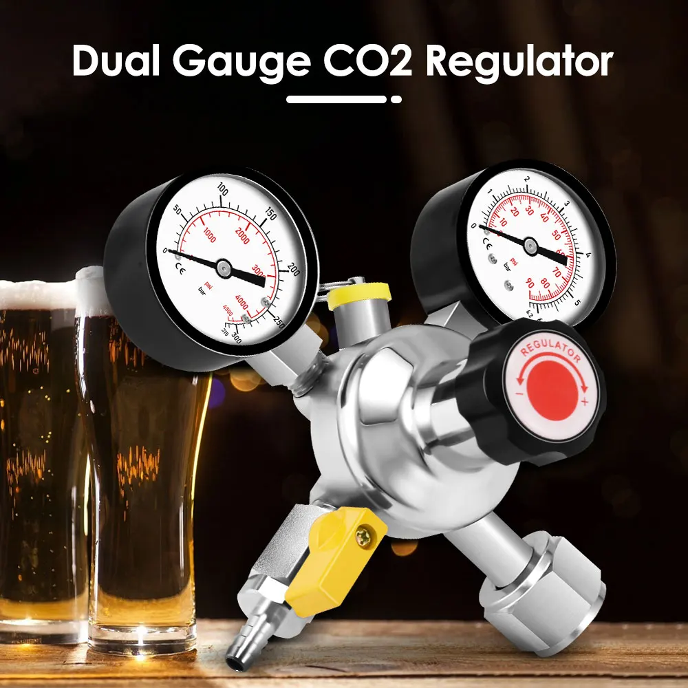 

Двойной измерительный прибор C02 регулятор, пивной баррель регулятор, используемый для разливного пива самовсасывающий баррель 0-90PSI рабочее...