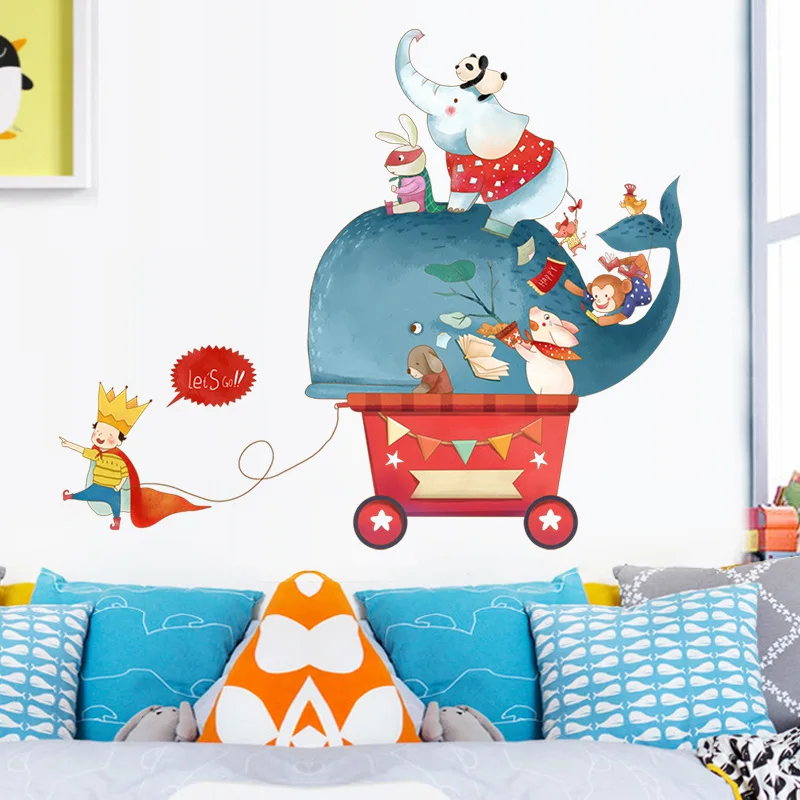 

Cartoon Whale Elephant Car Wall Sticker for Kids Room Bedroom Wall Decor PVC Children Wall Decals Home Decoration Sticker Murals