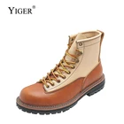 YIGERмужская повседневная обувь; Рабочие ботинки; Мужские Ботинки Martin; Мужские ботильоны из коровьей кожи; Винтажные мужские ботинки ручной работы высокого качества