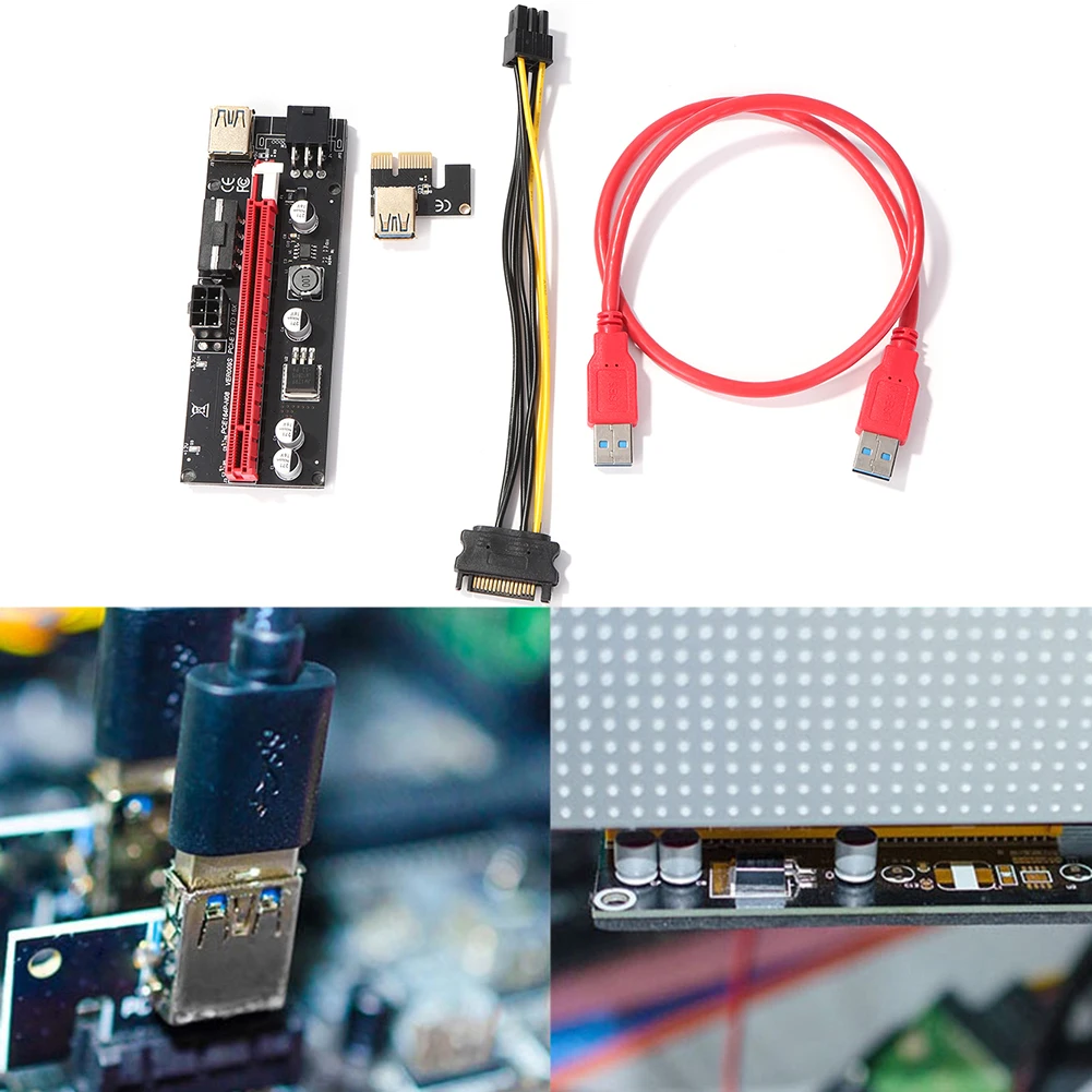 Кабель-переходник VER009S USB 3 0 PCI Express PCI-E 1X до 16X |