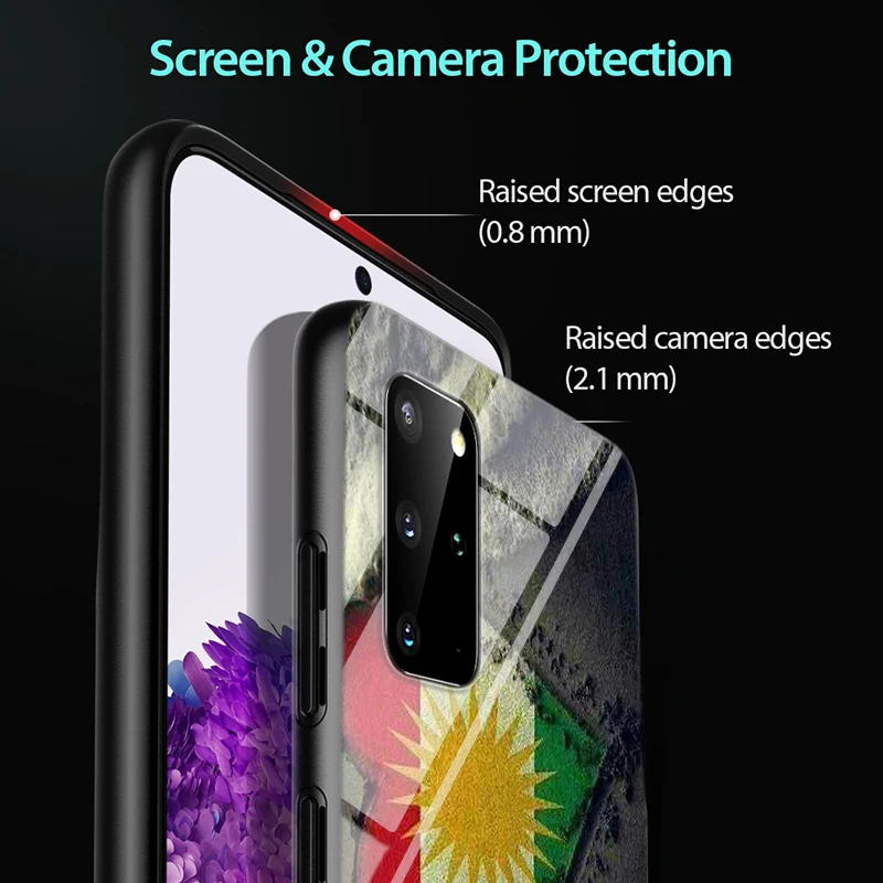 

kurdistan flag for Samsung S20 Ultra Plus A91 A81 A71 A51 UW A41 A42 A31 A21 A21S A11 5G Bright Black Phone Case