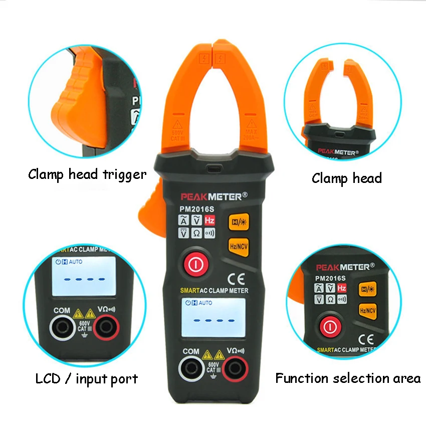 

Professional Multimeter AC Current Voltage Resistance Measuring Tester 600V 200A 40-1000Hz Intelligent Digital Clamp Meter