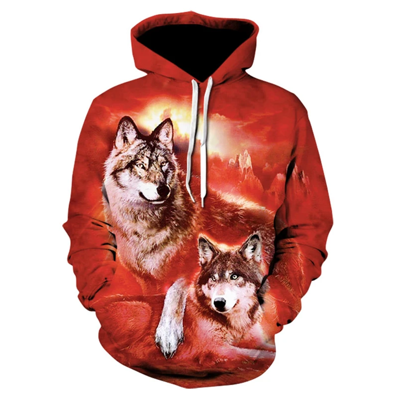 

Wolf Red 3D Full Body Printed Men's Hoodie Fall Men's Sweatshirt Zip Pullover Casual Streetwear Hoodie