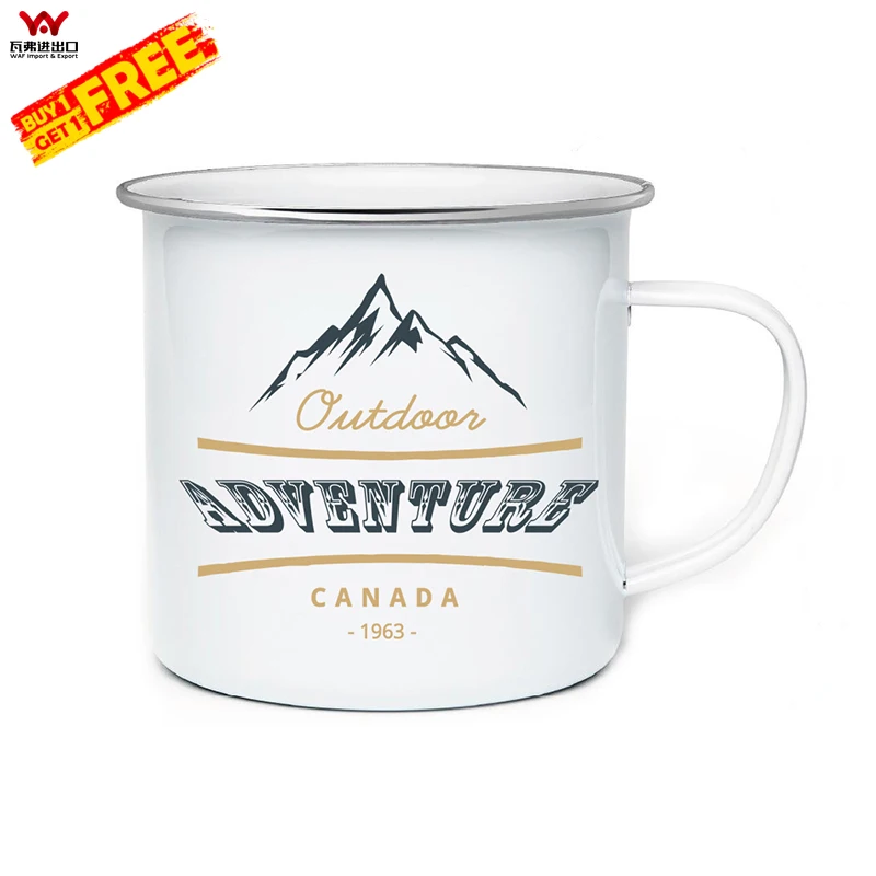 WAF Кемпинг чашки покрытые эмалью кружка для путешествий Приключения STAYWILO дикой